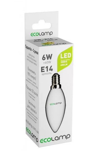 Лампа світлодіодна ECOLAMP, 6 Вт, (EL-C376143000)